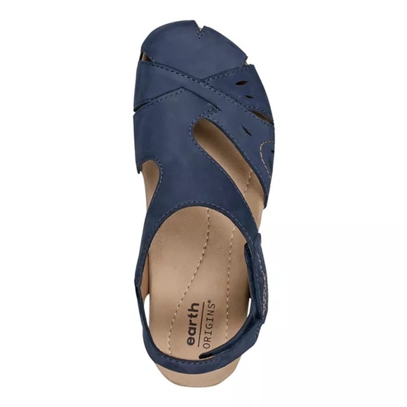 EARTH Origins Birdine Dark Blue Nubuck Leather Sandals Size 9M - Picture 4 of 5